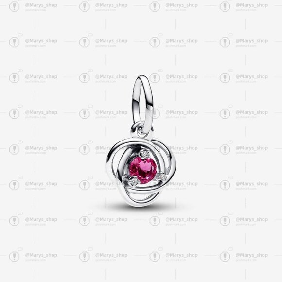 Pandora October Pink Eternity Circle Dangle Charm - Picture 1 of 2